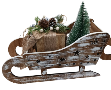 SLITTA EFFETTO LEGNO CON PACCO REGALO 28.2X11.5 CM H 21CM