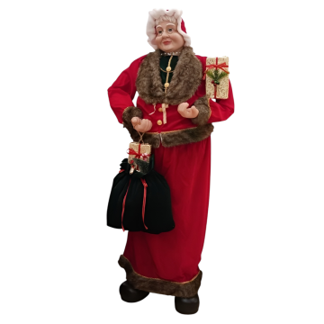 MAMMA NATALE CON VESTITO ROSSO E REGALI H. 150CM