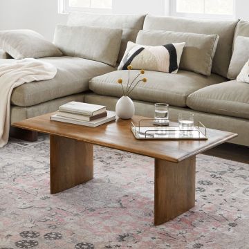 TAVOLINO MOD. SON CM 110X60 H. 40 IN LEGNO DI MANGO FINITURA NOCE