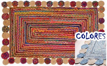 TAPPETO IN COTONE E JUTA MULTICOLORE 120X180CM