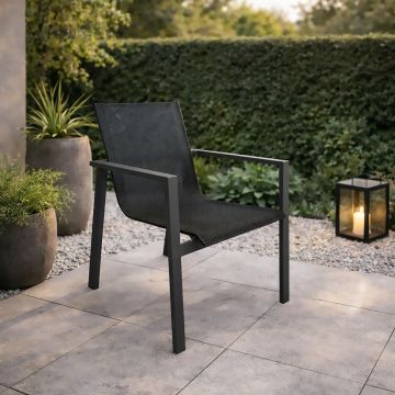 SEDIA DA ESTERNO IN ALLUMINIO ANTRACITE E TEXTILENE NERO 
