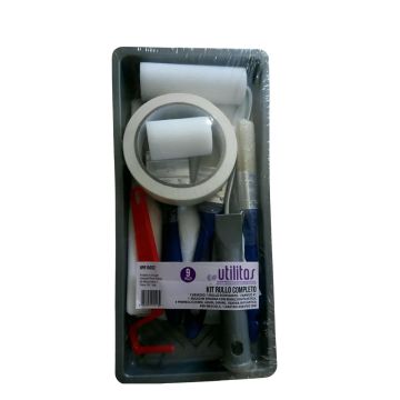 KIT PITTURA 9PZ VASSOIO+NASTRO +BARRA+RULLI C/MANICI+PENNELLI