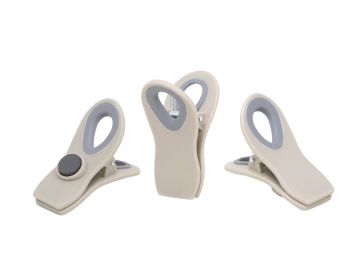 SET 3 CLIP CHIUDI SACCHETTI MULTIUSO GRIGIO/TORTORA