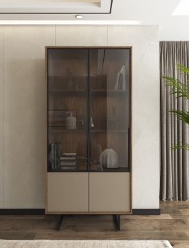 VETRINA 2 ANTE MOD. SIENNA CM 90X40 H.190 ROVERE COLUMMELLA E CLAR GREY