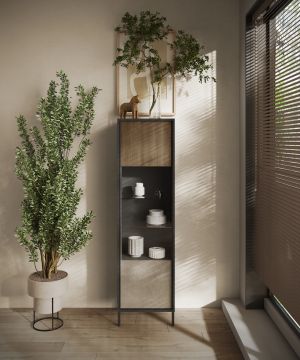 VETRINA MOD.EVEREST CM 55X40 H.203 LAVA/ARGILLA E MERCURE