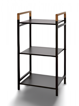 LINEA HAITI - SCAFFALE 3 RIPIANI IN ACCIAIO E BAMBU' 40X30 H. 78CM NERO