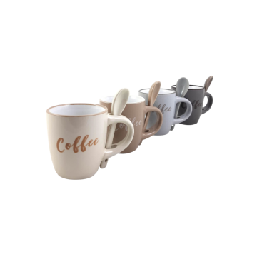 TAZZA DA CAFFE' CON CUCCHIAINO 25ML IN CERAMICA ASSORTITO