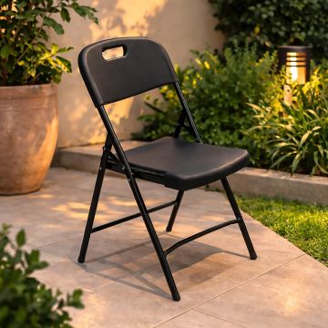 SEDIA PIEGHEVOLE DA ESTERNO IN METALLO E RESINA GRIGIA