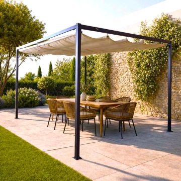 PERGOLA MT 4X3 CON COPERTURA A SCORRIMENTO NERO E BEIGE