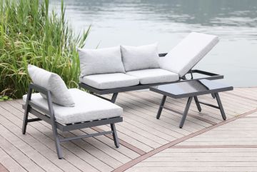 SALOTTO DA GIARDINO LOUNGER IN ALLUMINIO ANTRACITE