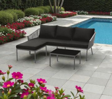 SALOTTO DA ESTERNO IN METALLO E CORDA 