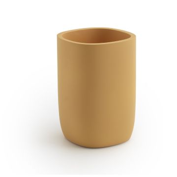 LINEA YLENIA - BICCHIERE PORTASPAZZOLINI IN RESINA GIALLO SENAPE MATT
