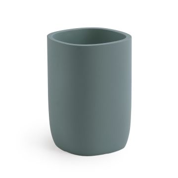 LINEA YLENIA - BICCHIERE PORTASPAZZOLINI IN RESINA AZZURRO POLVERE MATT