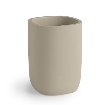 LINEA YLENIA - BICCHIERE PORTASPAZZOLINO IN RESINA TORTORA CHIARO MATT