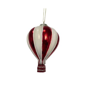 PENDENTE MONGOLFIERA IN VETRO BIANCO/ROSSA 