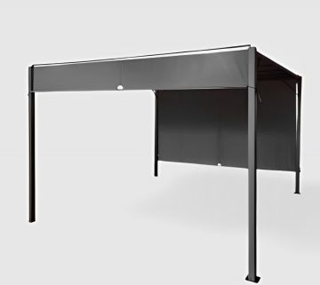 GAZEBO MT 3X3 ANTRACITE CON TENDA SCORREVOLE 