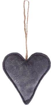 PENDENTE NATALIZIO CON CUORE IN TESSUTO GRIGIO H. 15CM