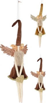 PENDENTE NATALIZIO CON ANGELO IN TESSUTO H. 37CM ASSORTITO