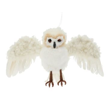 DECORAZIONE DA APPENDERE GUFO IN TESSUTO BIANCO H 20CM