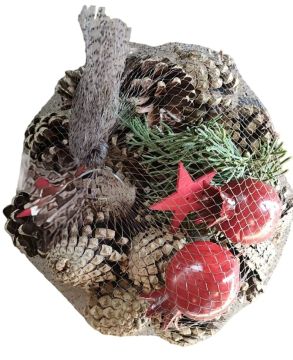 CONFEZIONE DI PIGNE 280 GR CON BACCHE ROSSE