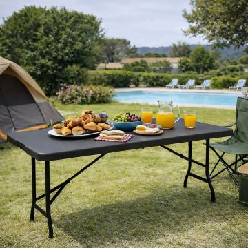 TAVOLO RICHIUDIBILE CM 180X75 IN METALLO E PLASTICA ANTRACITE