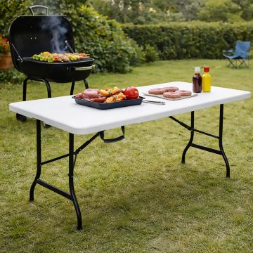 TAVOLO RICHIUDIBILE CM 180X75 IN METALLO E PLASTICA BIANCA