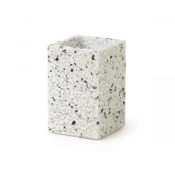 LINEA ZOE - PORTA SPAZZOLINI GRANIGLIA MARMO IN RESINA 7,4X7,4X11,3CM