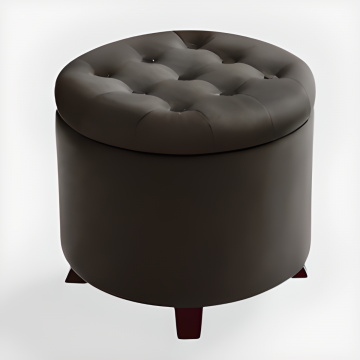 POUF CONTENITORE ROTONDO DIAM. 45 H. 41 TESSUTO EFFETTO VELLUTO GRIGIO