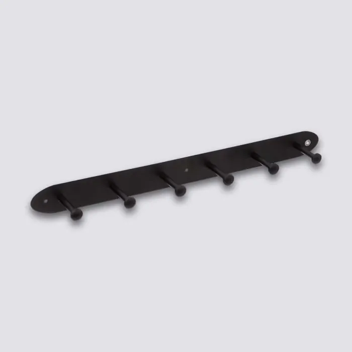 LARHN Appendiabiti da Parete Legno - 6 Ganci Tripli in Nero - 59 cm - Attaccapanni da Muro per Ingresso, Cameretta e Bagno