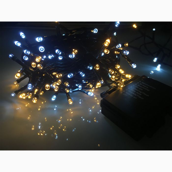 LUCI DI NATALE A LED 180 LUCI BIANCOCALDO/BIANCO FREDDO A BATTERIA RGB CON  TIMER 9MT - USO ESTERNO in vendita online