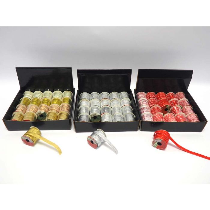 ROTOLO NASTRO ORO/ROSSO/ARGENTO H.1X300CM STAMPATO NATALE ROTOLO NASTRO ORO/ROSSO/ARGENTO H.1X300CM STAMPATO NATALE