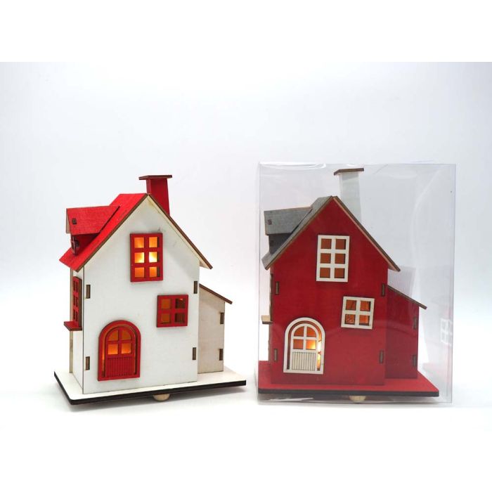 CASETTA LEGNO NEVATA C/3LUCI LED H.17X15X9CM CASETTA LEGNO NEVATA C/3LUCI LED H.17X15X9CM