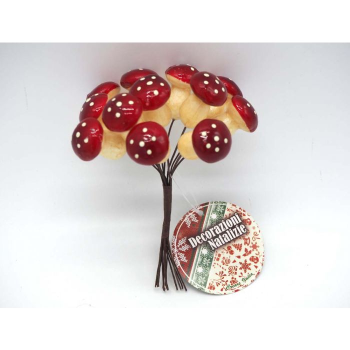 MAZZETTO C/12 FUNGHETTI ROSSI C/POIS D.1.6/H.11CM MAZZETTO C/12 FUNGHETTI ROSSI C/POIS D.1.6/H.11CM