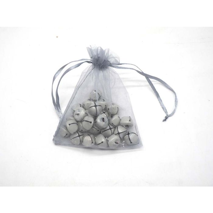SACCHETTO ORGANZA C/25 SONAGLI D.1.5CM ARGENTO