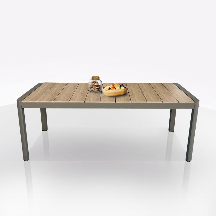 TAVOLO ALL. CM 204X95 ALLUMINIO TAUPE E POLYWOOD TAVOLO ALL. CM 204X95 ALLUMINIO TAUPE E POLYWOOD