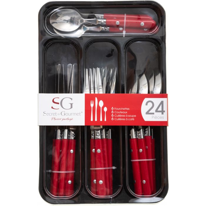 SET 24PZ POSATE ROSSO GRIGIO NERO SET 24PZ POSATE ROSSO GRIGIO NERO