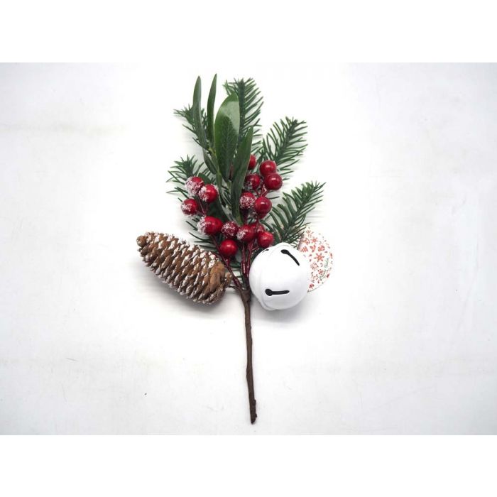PICK BACCHE ROSSE C/PIGNE/PINO/ FOGLIE C/SONAGLIO L.30CM PICK BACCHE ROSSE C/PIGNE/PINO/ FOGLIE C/SONAGLIO L.30CM