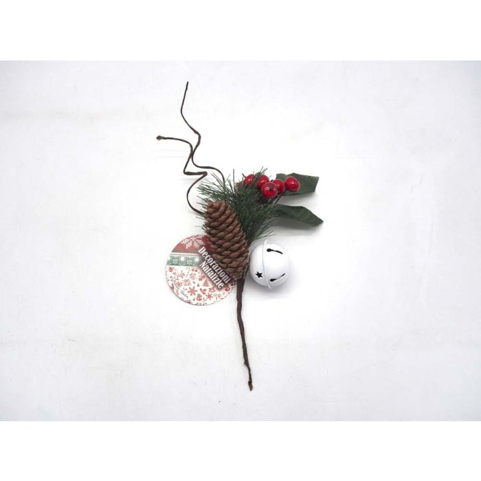 PICK BACCHE ROSSE C/PIGNE/PINO/ FOGLIE C/SONAGLIO L.20CM