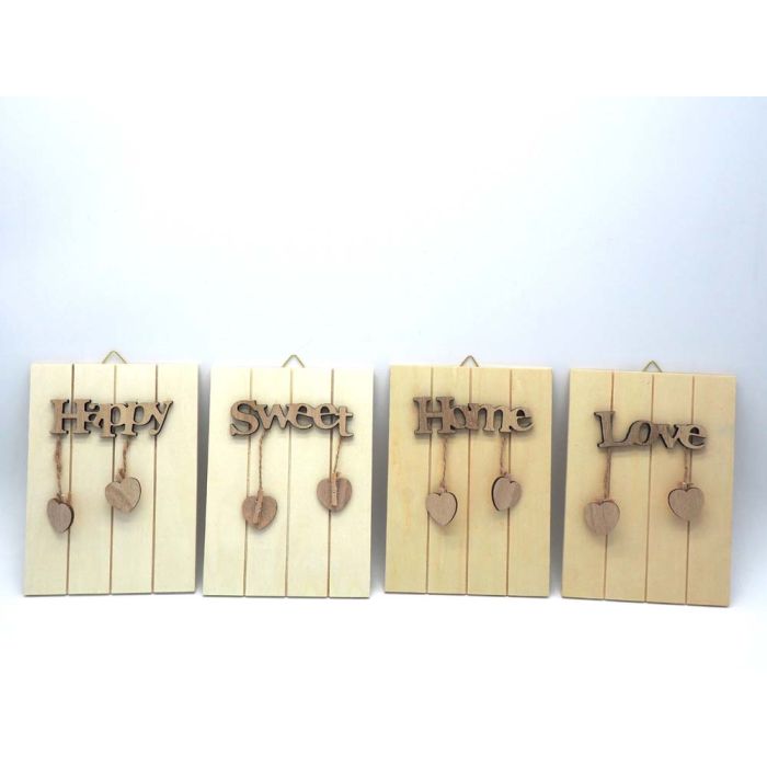 QUADRETTO LEGNO C/SCRITTA DECOUPAGE C/PENDENTI H.18X13CM QUADRETTO LEGNO C/SCRITTA DECOUPAGE C/PENDENTI H.18X13CM