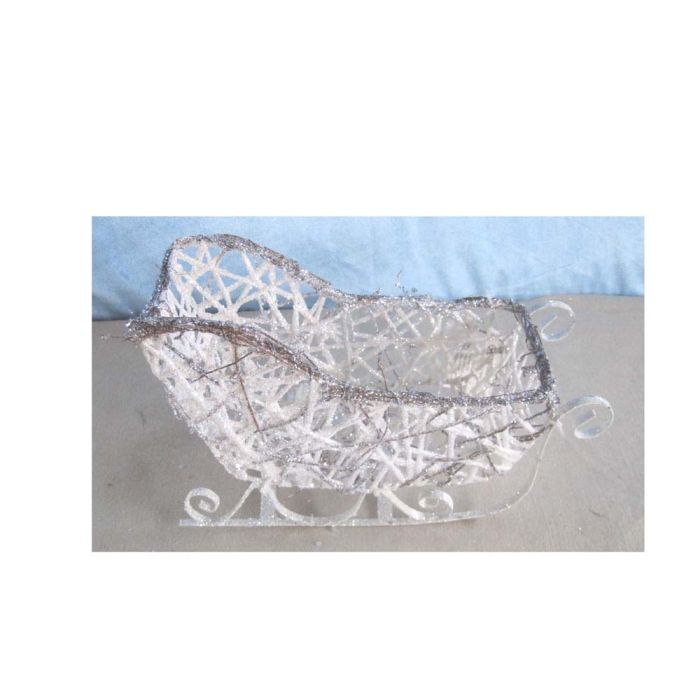 SLITTA RAMI BIANCA/NATURALE H.18X29X12CM GLITTERATA