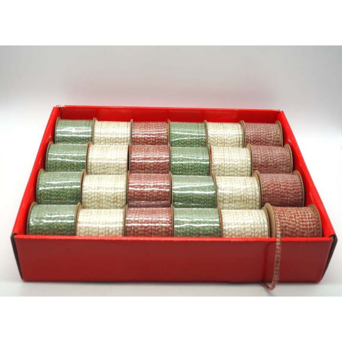 ROTOLO SPAGO BICOLORE INTERCIATO L.5M NATURALE/ROSSO/VERDE ROTOLO SPAGO BICOLORE INTERCIATO L.5M NATURALE/ROSSO/VERDE