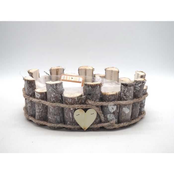 CENTROTAVOLA OVALE LEGNI SBIANCATI C/CUORE/FARF. H.8X24X16CM CENTROTAVOLA OVALE LEGNI SBIANCATI C/CUORE/FARF. H.8X24X16CM