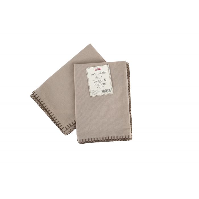 SET 2 TOVAGLIOLI PUNTO CAVALLO BEIGE SET 2 TOVAGLIOLI PUNTO CAVALLO BEIGE