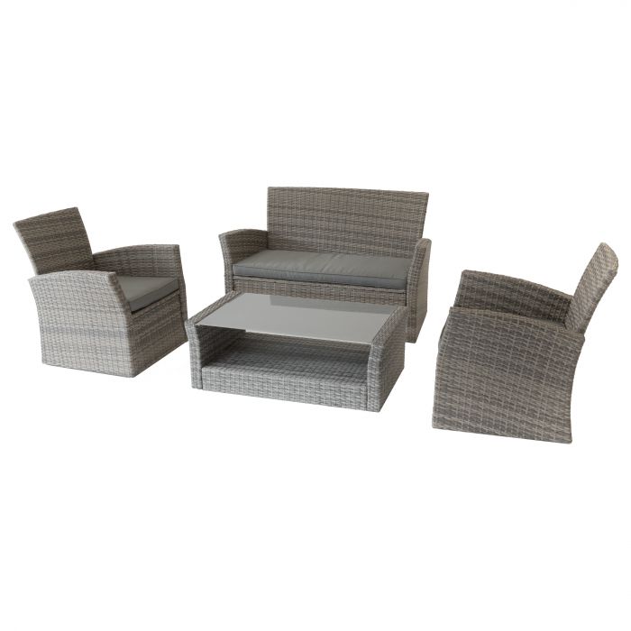 SET BORA BORA 4 PEZZI GRIGIO IN RATTAN E ALLUMINIO SET BORA BORA 4 PEZZI GRIGIO IN RATTAN E ALLUMINIO