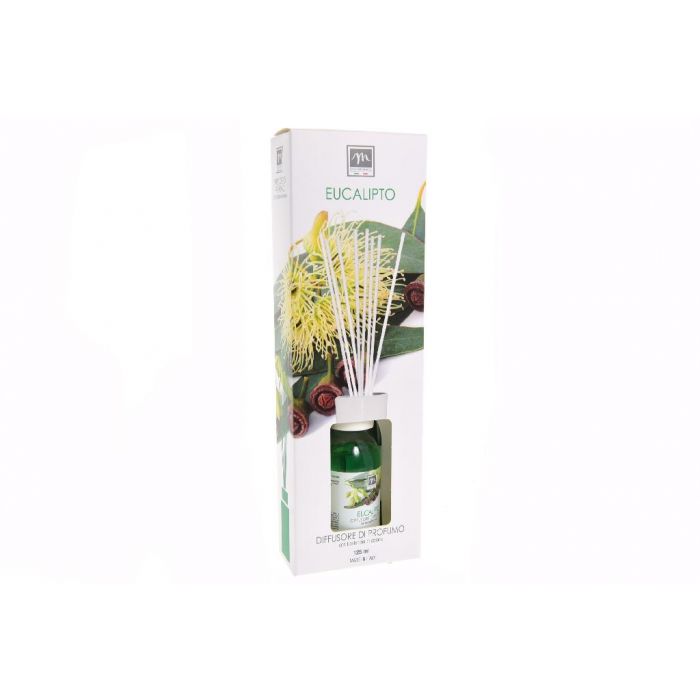DIFFUSORE DI ESSENZA C/BACCHETTE IN COTONE 125ML EUCALIPTO