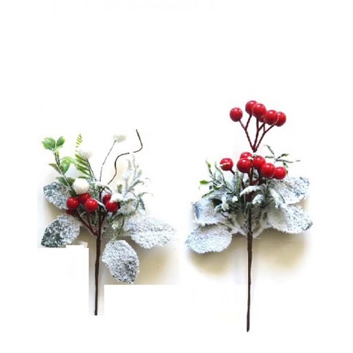 RAMETTO BACCHE ROSSE C/FOGLIE NEVATE H.23X15CM RAMETTO BACCHE ROSSE C/FOGLIE NEVATE H.23X15CM