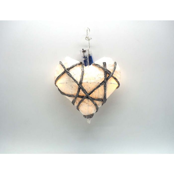 CUORE CARTA/RAMI GLITT. BIANCO D.20CM C/10LUCI LED CALDA CUORE CARTA/RAMI GLITT. BIANCO D.20CM C/10LUCI LED CALDA