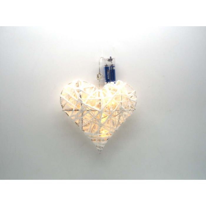 CUORE LANA BIANCO GLITT. D.20CM C/10 LUCI LED CALDA CUORE LANA BIANCO GLITT. D.20CM C/10 LUCI LED CALDA