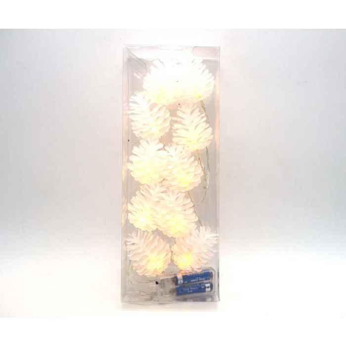 SET 10 PIGNE TRASFARENTI D.6CM C/10 LUCI LED CALDA