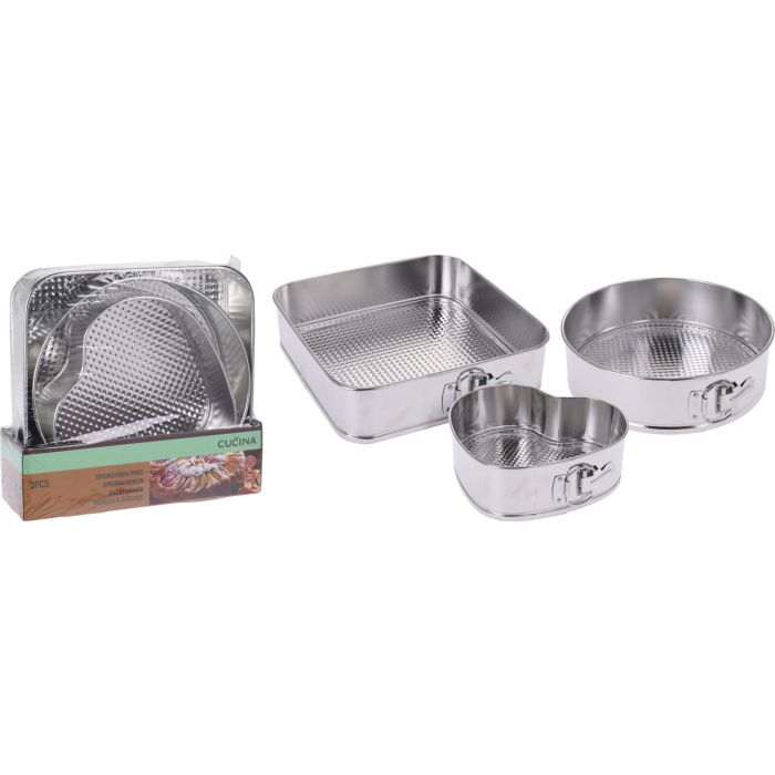 SET 3PZ TORTIERE IN METALLO IN TRE FORME DIVERSE SET 3PZ TORTIERE IN METALLO IN TRE FORME DIVERSE